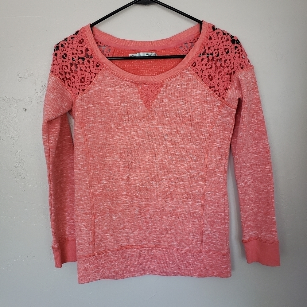 Maurices Coral Pink Long Sleeve Shirt Lace XS Sweater Spring Summee